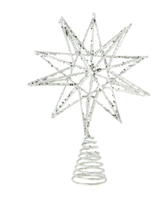 Silver Glitter Metal Tree Topper