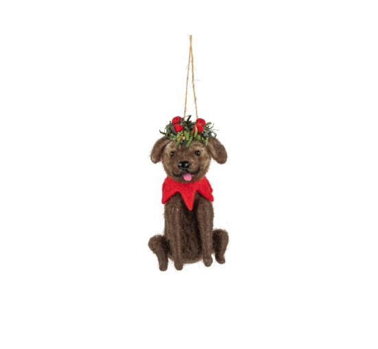 Felt Brown Dog Ornament