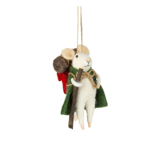 Felt Hiking Mouse Ornament