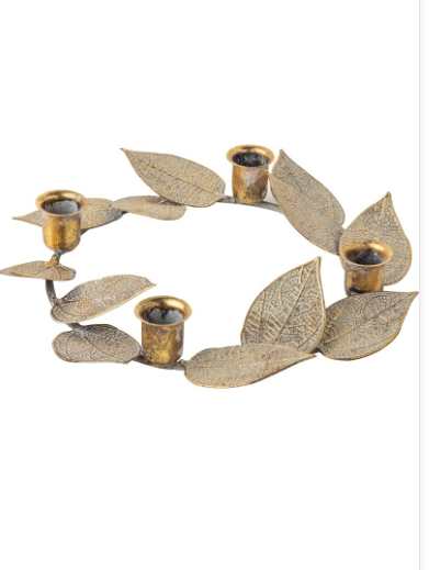 Gold Metal Leaf Advent Candle Ring
