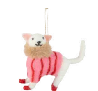 Felt Cat Stripe Sweater Ornament