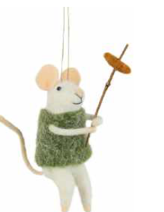 Felt Mouse With Hotdog Ornament