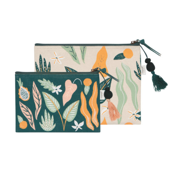 Paradise Foliage Zipper Pouch - Set of 2