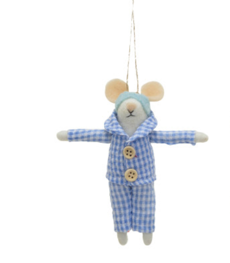 Felt Mouse In Blue Pajamas