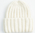 Thick Ribbed Wool Beanie - White