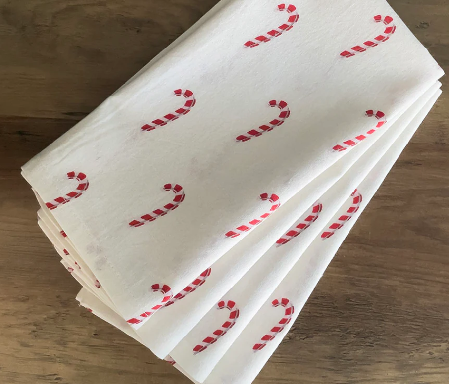 Set Of 4 Napkins - Candy Cane