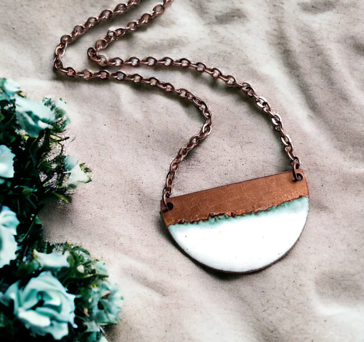 White Seafoam Half Moon Necklace