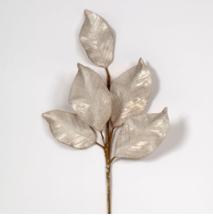 Metallic Bead Magnolia Leaf Spray