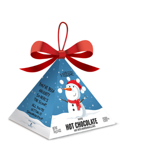 Snowman Poop Hot Chocolate Pyramid Ornament