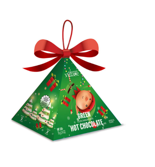 Green Elf Hot Chocolate Pyramid Ornament