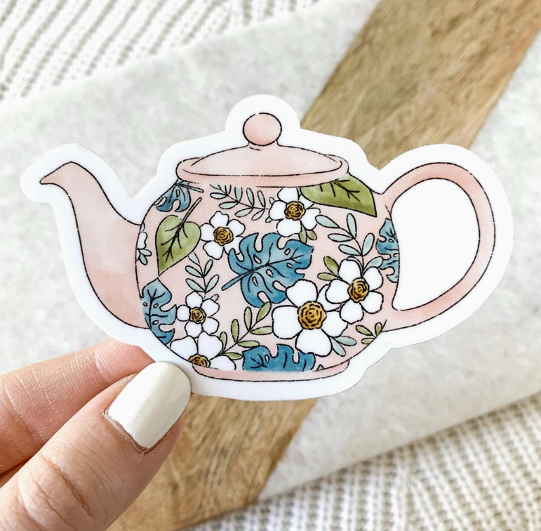 Floral Tea Pot Sticker