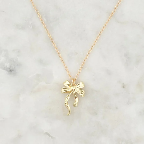Dainty Bow Necklace - 14k Gold Fill