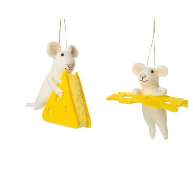 Felt Mouse With Cheese Ornament