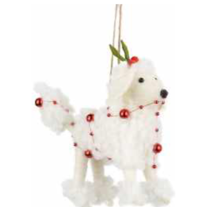 Felt Poodle With Garland Ornament