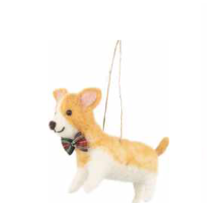 Felt Corgi In Bow Tie Ornament
