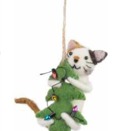 Felt Cat Hugging Tree Ornament