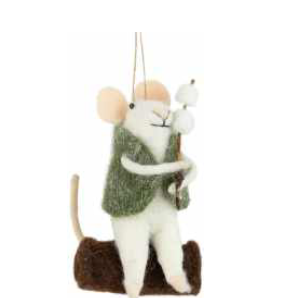 Felt Mouse With Marshmallows Ornament