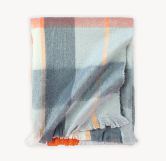 Large Throw Blanket - Sienna & Grey Check