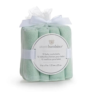12 Pack Cotton Baby Washcloths - Green