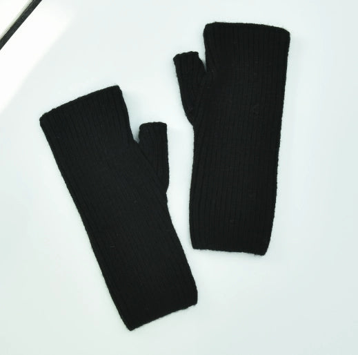 Cashmere & Wool Blend Fingerless Gloves