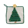 Cotton Crocheted Pot Holder with Christmas Tree & Beads
