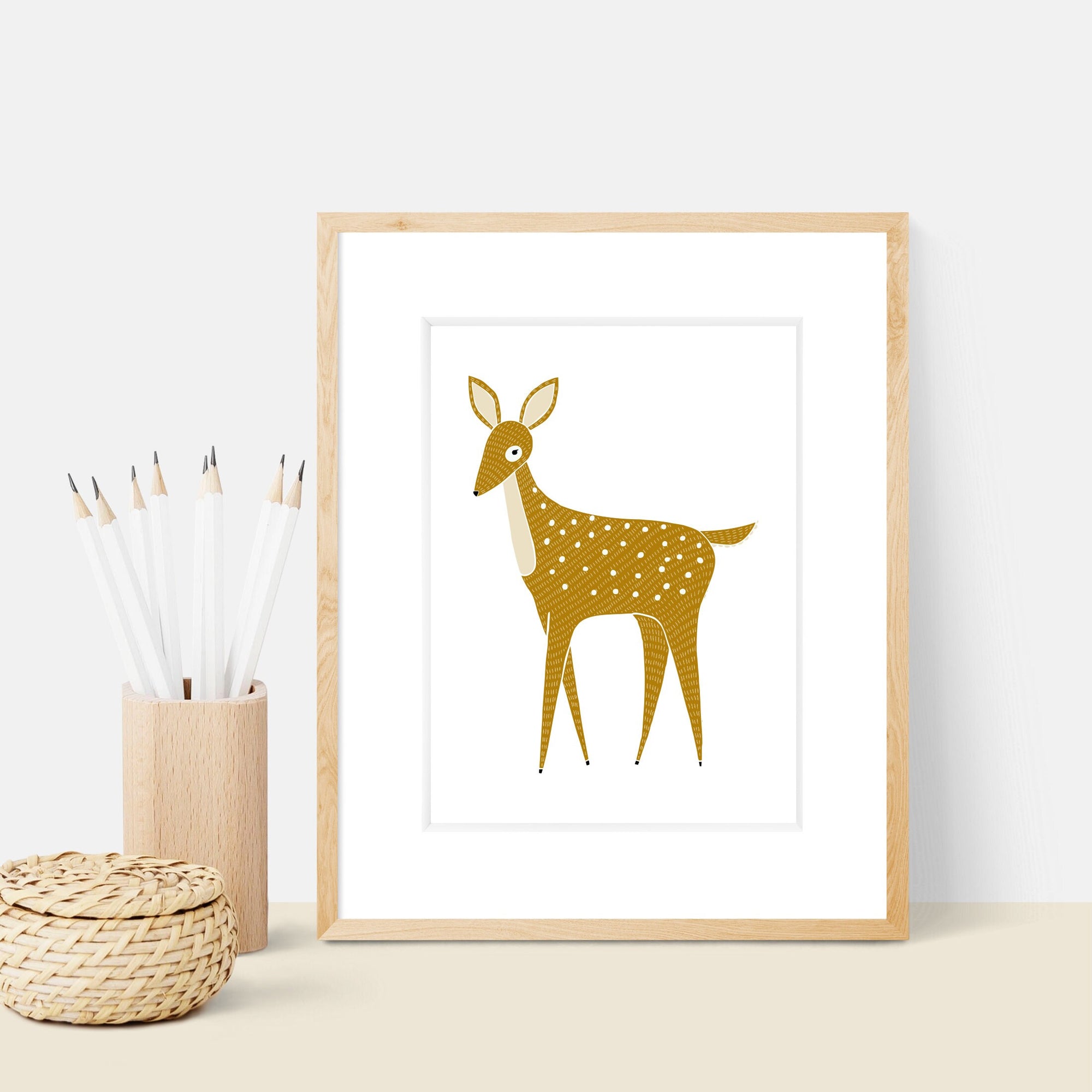 Woodland Deer Art Print