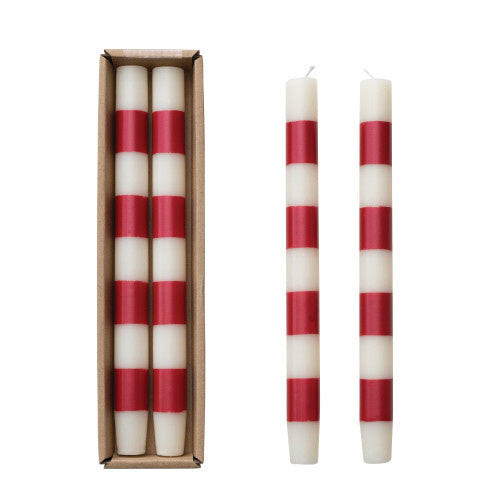 10" Unscented Taper Candy Cane Candle