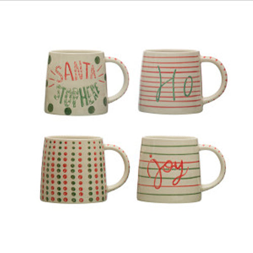 Hand-Painted Stoneware Mug With Holiday Saying