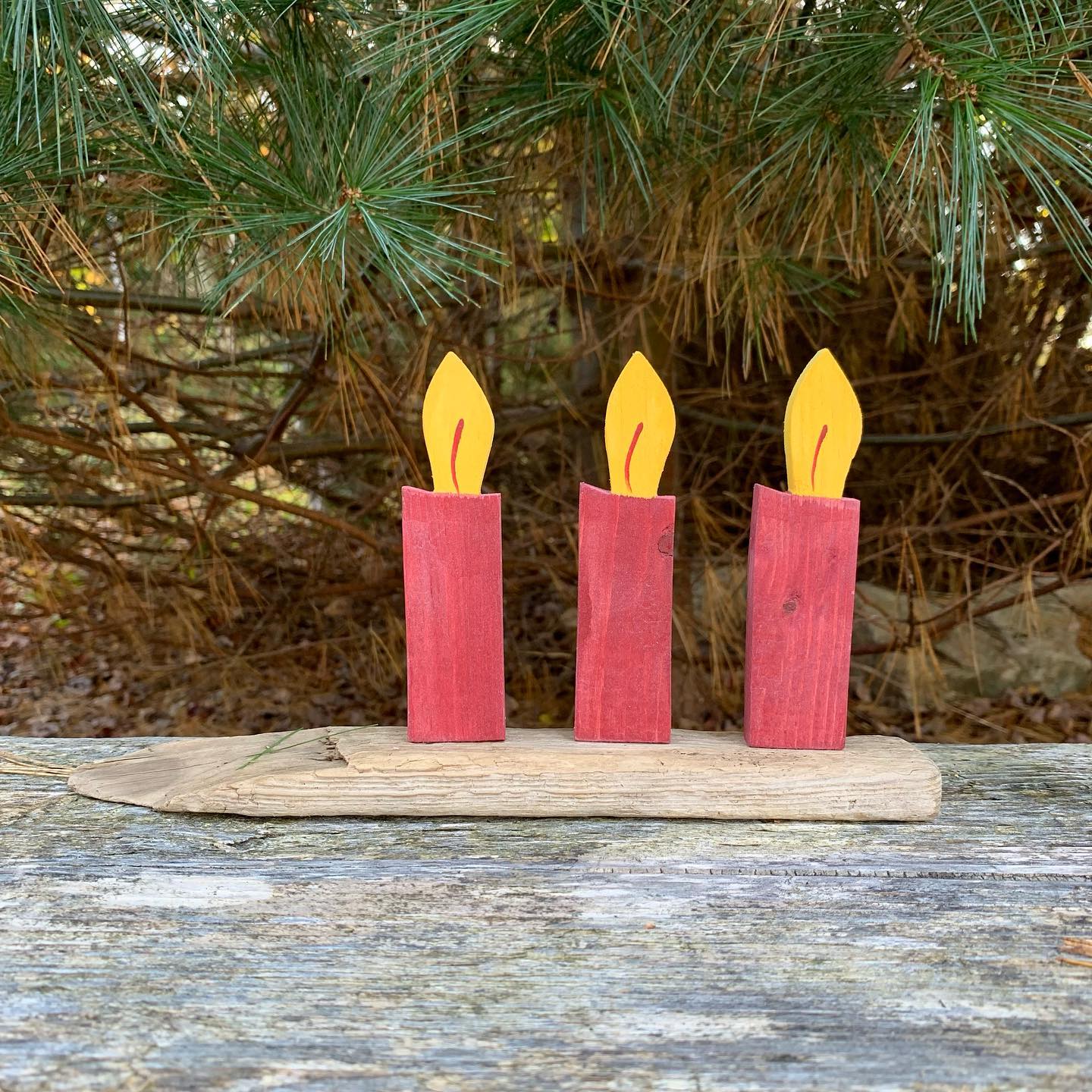 Jerry Walsh - 3 Candles Driftwood Sculpture