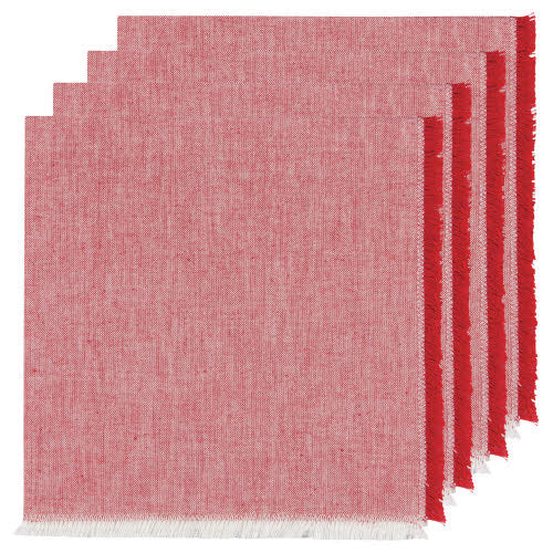 Set of 4 Chambray Heirloom Red Napkins