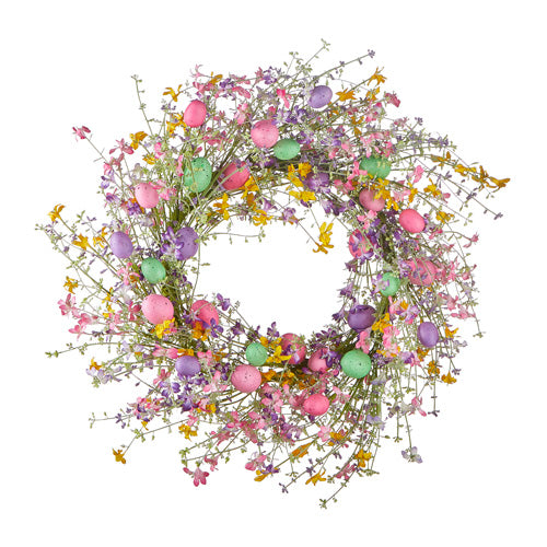 Wildflower & Pastel Egg Wreath