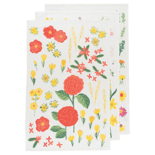 Set of 3 Baker's Floursack Tea Towels (Flowers)