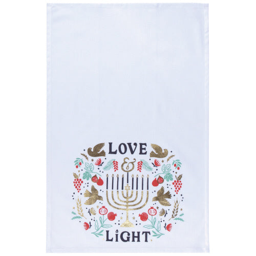 Love & Light Hanukkah Menorah Tea Towel