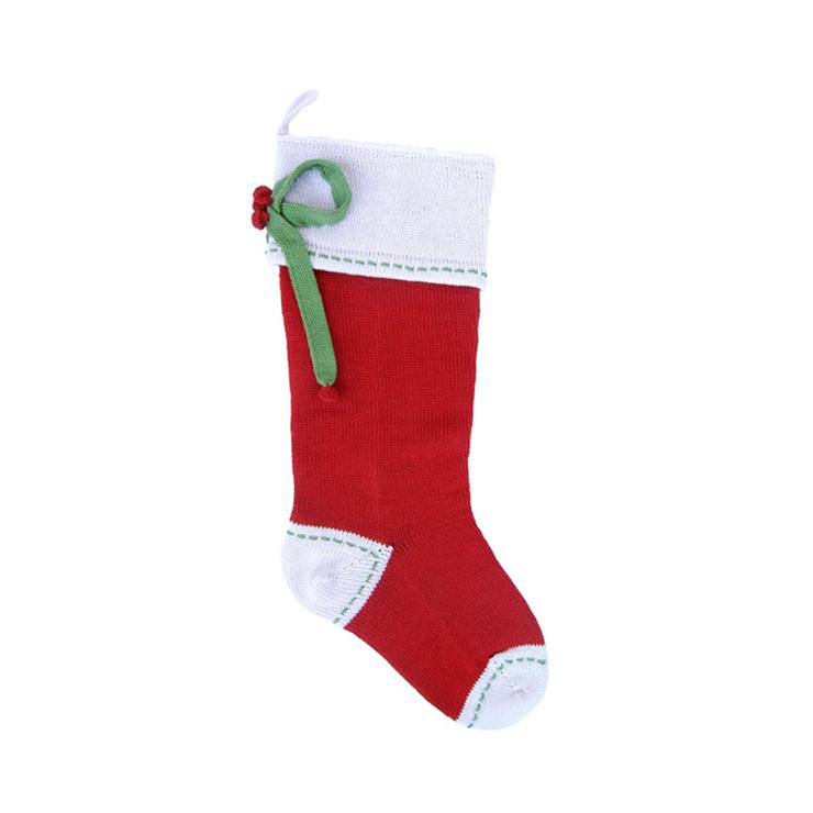 Red Bow Hand-Knitted Stocking