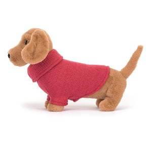 Jellycat -  Pink Sweater Sausage Dog