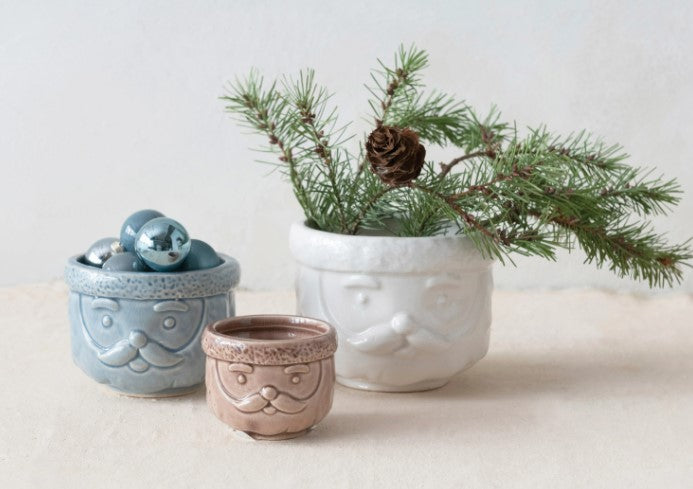 Stoneware Santa Pot