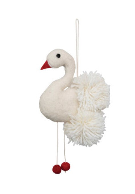 Wool Felt Swan Hanging Ornament