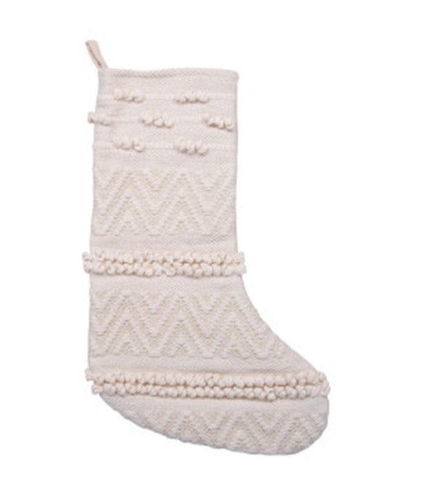 White Hand-Woven Stocking