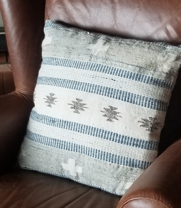 Blue & White Hand Woven Pillow