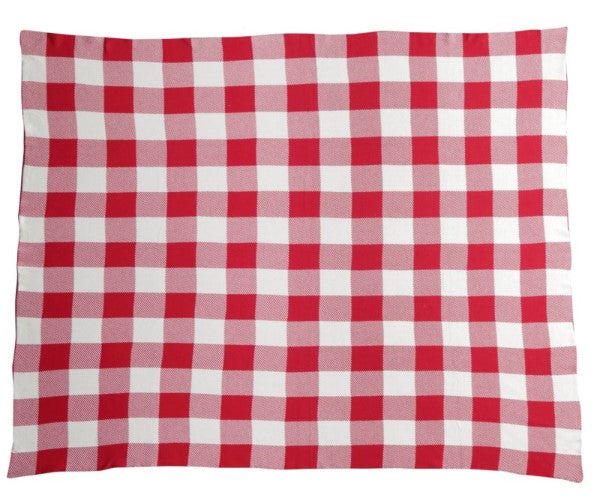 Red Plaid Cotton Throw Blanket