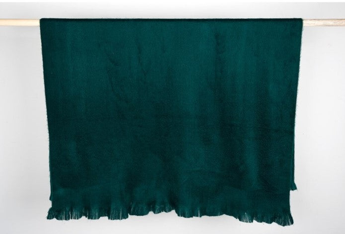Solid Fringed Alpaca Throw