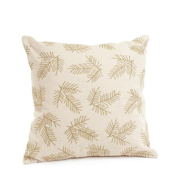 Cream & Gold Leaf Throw Pillow (18X18)