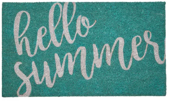 Hello Summer Turquoise Welcome Mat