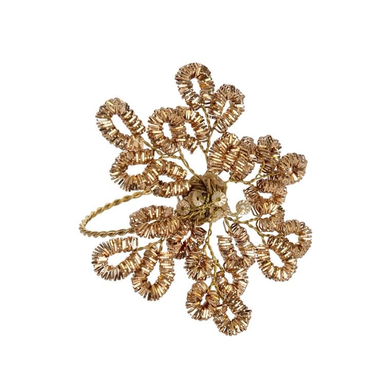 Gold Tinsel Snowflake Napkin Ring