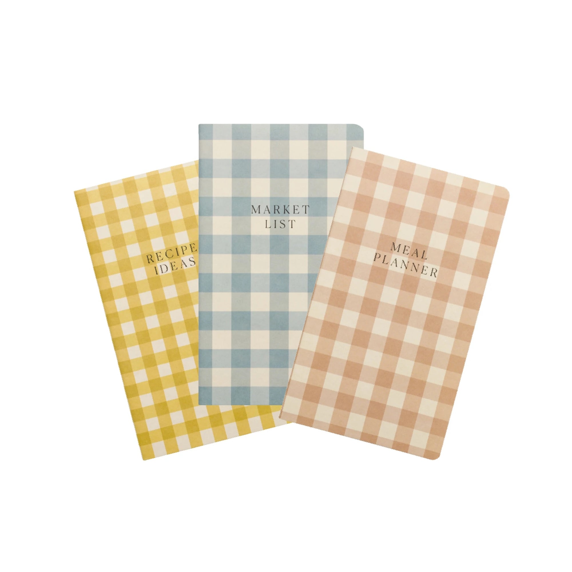 Set of 3 Gingham Planners (Meal Planner, Market List, Recipes)