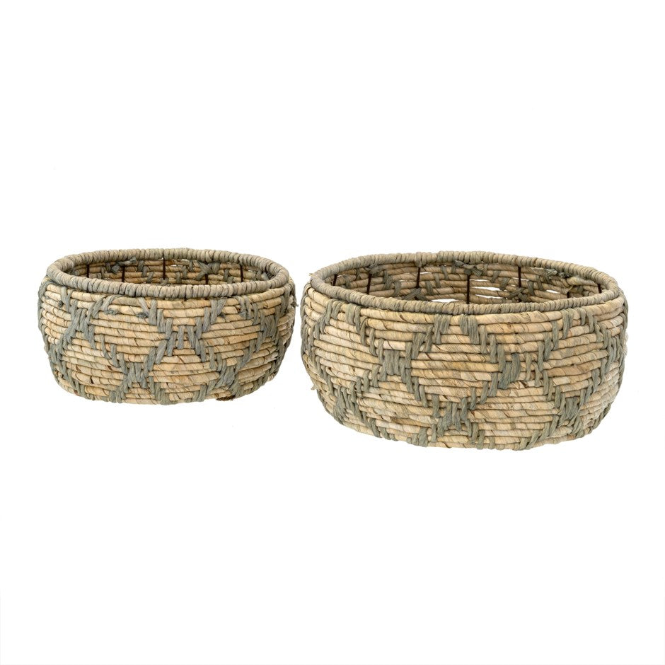Grey Dominica Hand-Woven Baskets (Two Sizes)