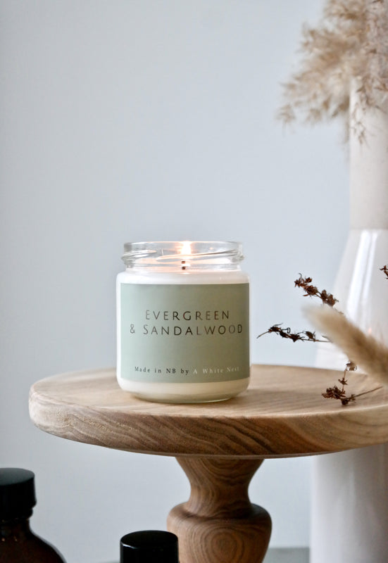 Evergreen & Sandalwood Candle | A White Nest