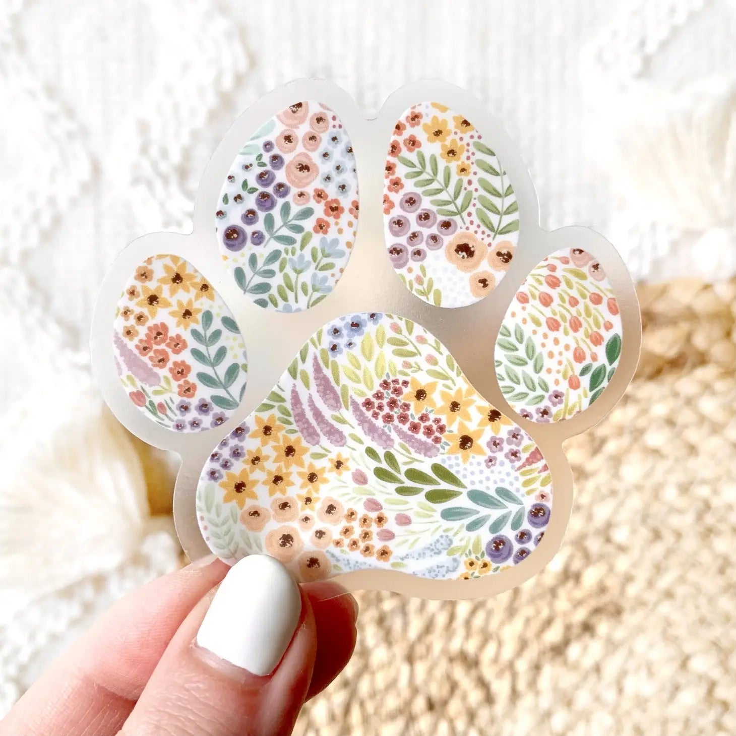 Floral Paw Print Sticker