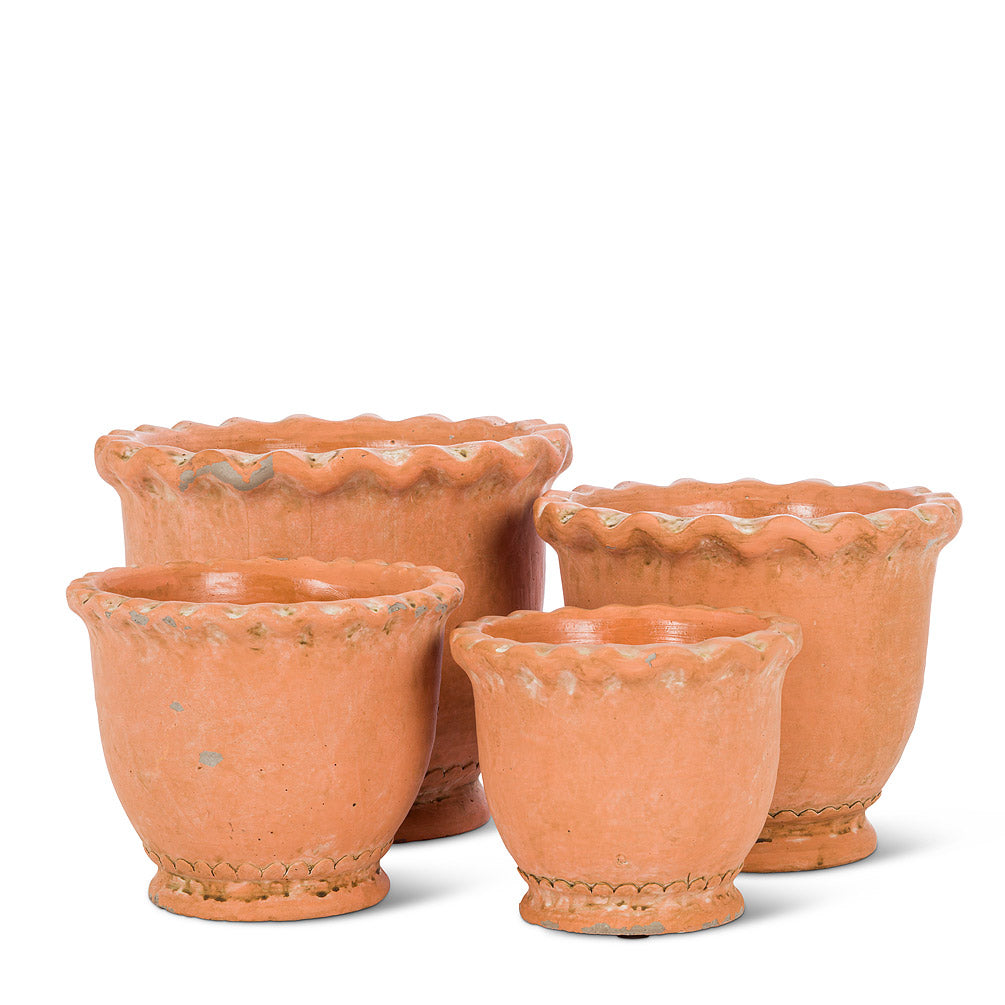 Round Ruffled Terracotta Planters